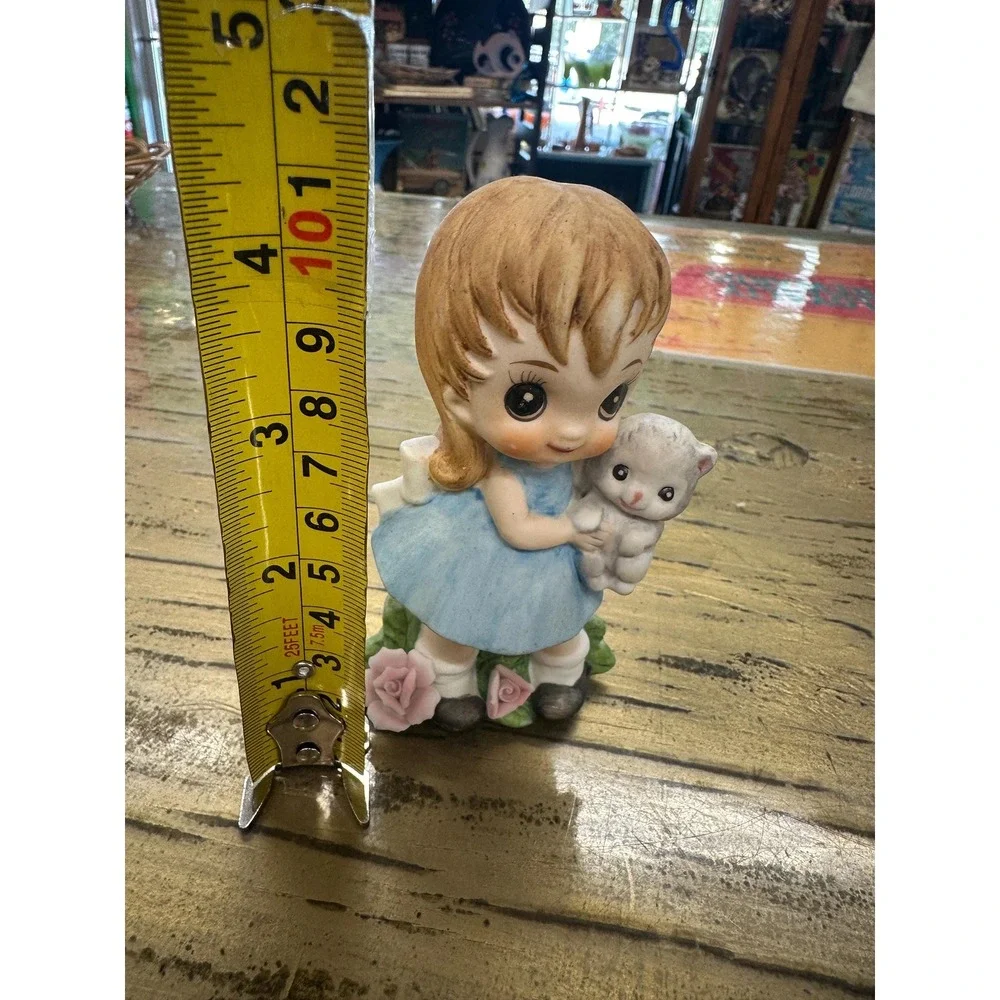 Vintage Girl with Kitty Figurine Japan